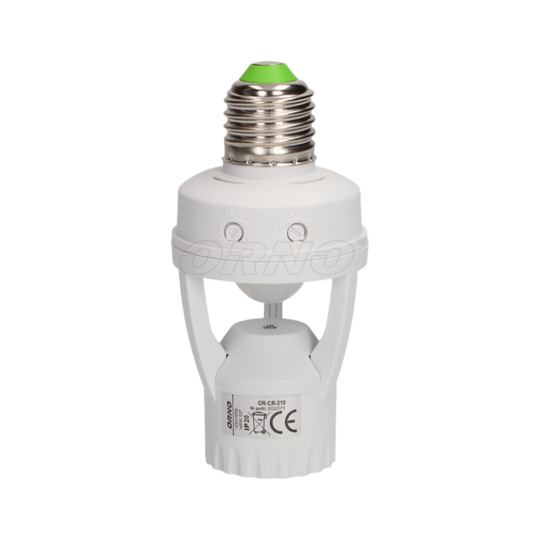 Patrona E27 ar kustības sensoru, var ieskrūvēt spuldzi līdz 60W, IP20, balta, OR-CR-210 (MS-2)