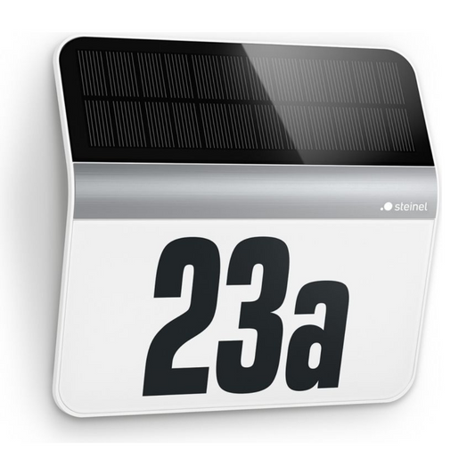 Āra lampa ar sensoru un saules bateriju, mājas numura izgaismošanai, inox - metāliska krāsa, 4000K, 0.03W, IP44, 2 lux, XSolar LH-N, STEINEL
