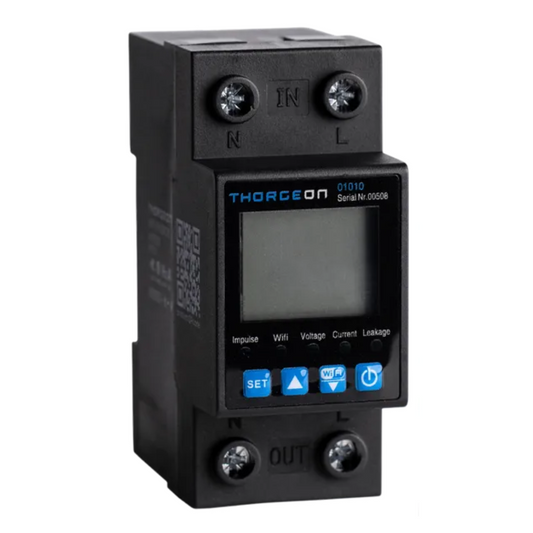 Elektroenerģijas skaitītājs, WiFi, 1F, 63A, LCD displejs, uz DIN sliedes, Tuya, THORGEON