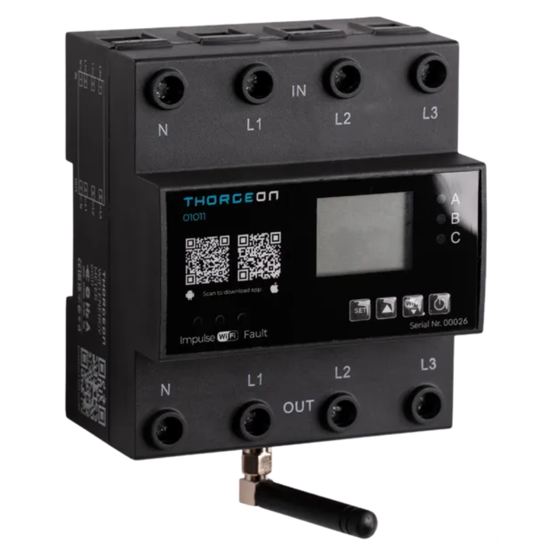 Elektroenerģijas skaitītājs, WiFi, 3F, 80(100A), LCD displejs, uz DIN sliedes, Tuya, THORGEON