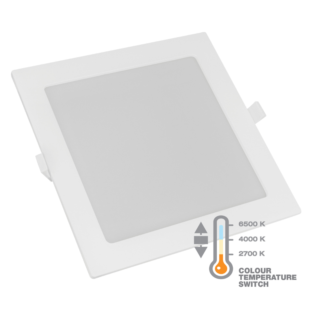 LED Gaismeklis iebūvejams kvadrāts, 18W, 1500lm, CCT 2700/4000/6500K, 205x205mm