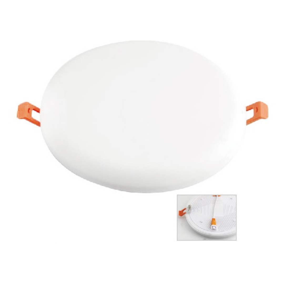 LED Gaismeklis iebūvejams apaļš, bez rāmja, 18W, 200-240V, 1600lm, 4000K, IP44, 120x16mm, balts