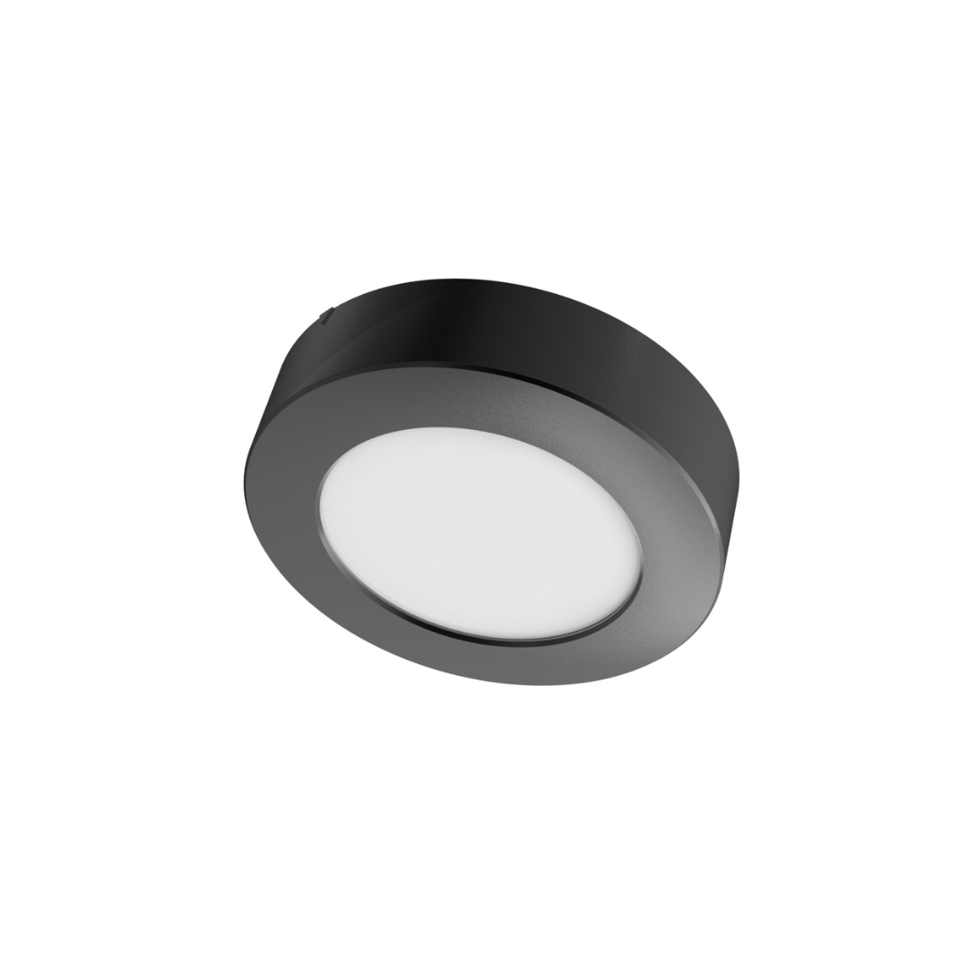 LED gaismeklis apaļš virsapmetuma, 6W, 4000K, 520Lm, 120*30mm, melns