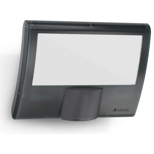 LED prožektors sienas, antracīts, XLED home curved S, ar kustības sensoru, 9W, 1125lm, 3000K, IP44, 160°, 8m, 2-1000lux, STEINEL