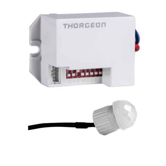 Iebūvējamais kustības sensors MINI ar 360° uztveršanas leņķi, Uztveršanas attāIums 6m, Pieslēguma jauda 800W, IP65, THORGEON