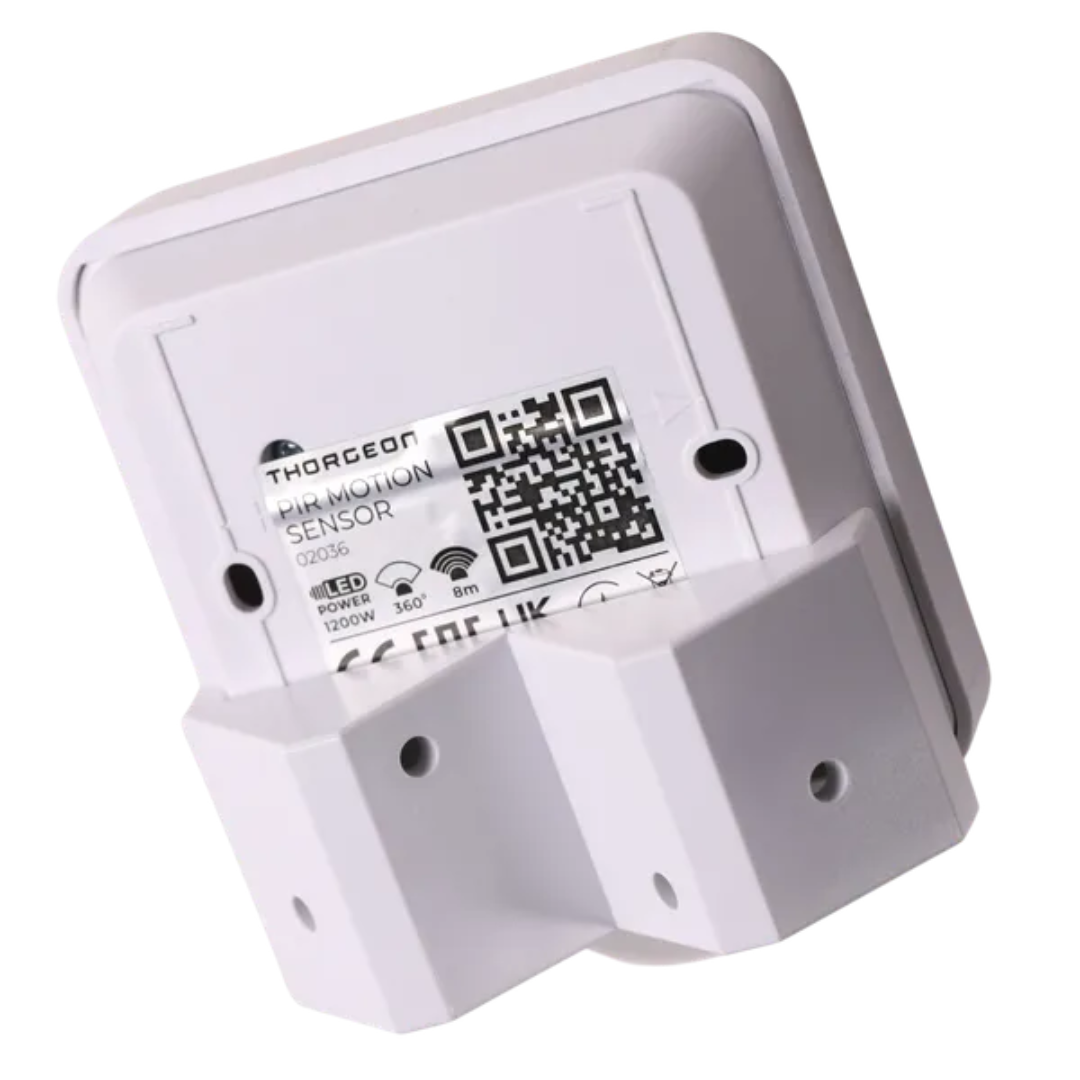 Kustības sensors, balts, virsapmetuma, 360 grādi, 8m darbības radius, IP54, 1200W, Thorgeon