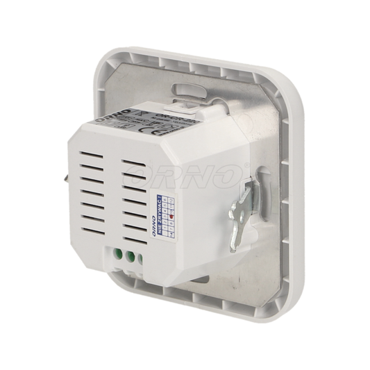 Infrasarkanais kustības sensors z/a, paredzēts uzstādīšanai uz sienas, darbības diapazons 160grādi - 9m, IP20, 500W, 80.7x80.7x65mm, balts, ORNO