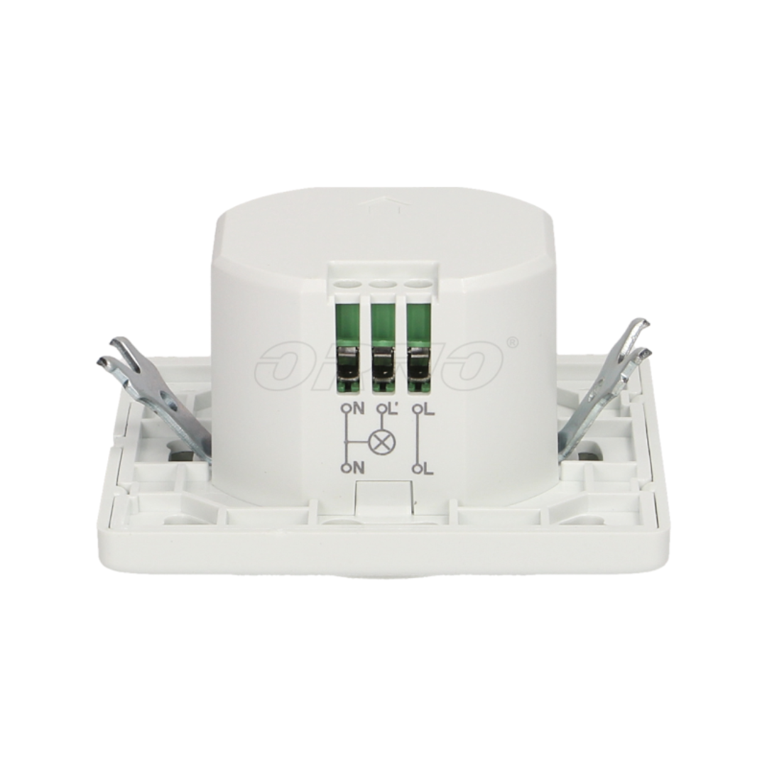 Mikroviļņu kustības sensors, balts, zemapmetuma, paredzēts uzstādīšanai uz sienas, 180 grādi, 5-15m darbības attālums, IP20, 1200W, ORNO