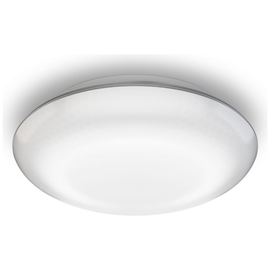 Āra lampa ar kustības sensoru, sudraba, pie griestiem vai zem nojumes, LED, 9.8W, 3000K, 946lm, IP44, IK07, sensora attālums 6m un 360°, DL Vario Quattro LED, STEINEL