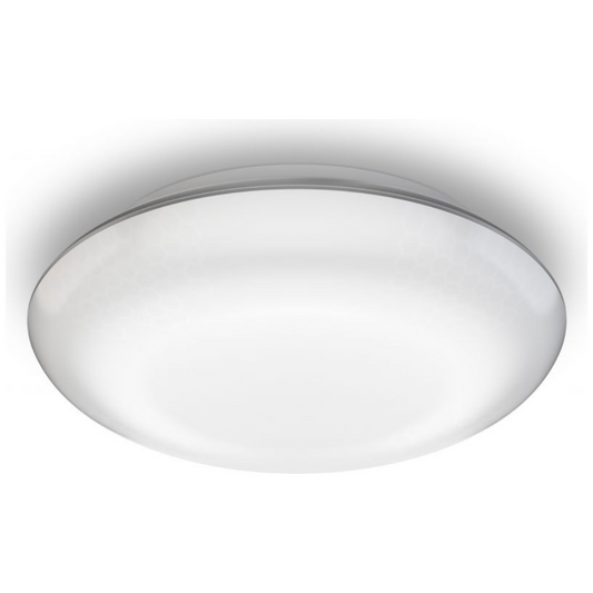 Āra lampa ar kustības sensoru, sudraba, pie griestiem vai zem nojumes, LED, 9.8W, 3000K, 946lm, IP44, IK07, sensora attālums 6m un 360°, DL Vario Quattro LED, STEINEL