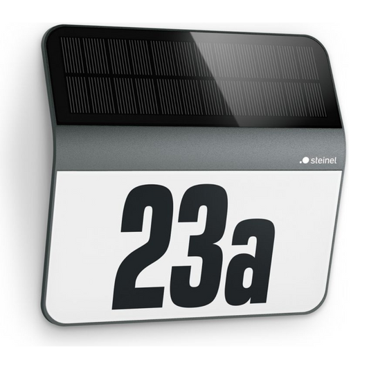 Āra lampa ar sensoru un saules bateriju, mājas numura izgaismošanai, antracīts, 4000K, 0.03W, IP44, 2 lux, XSolar LH-N, STEINEL