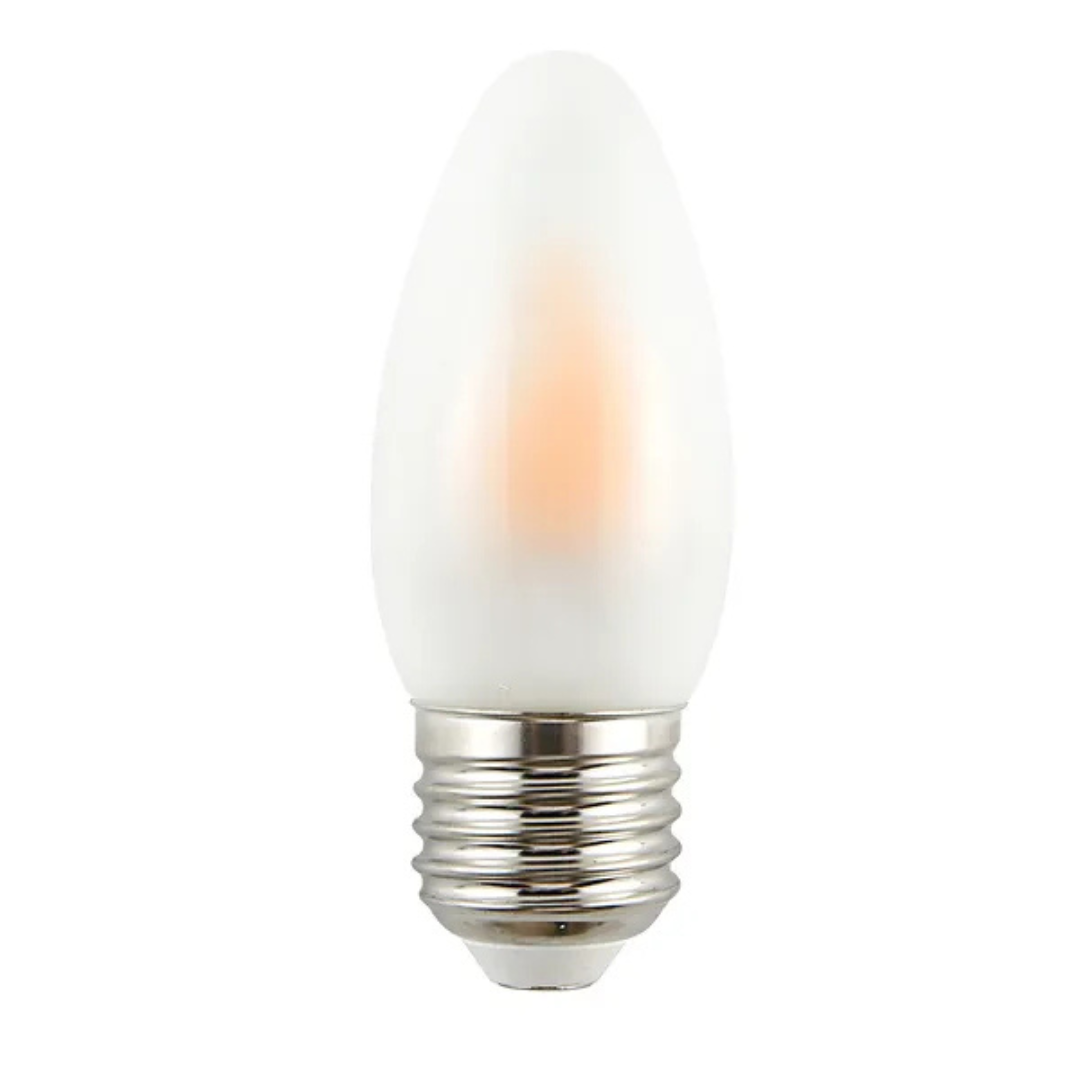 LED Spuldze ar sveču liesmas imitāciju, dekorācijas apgaismojums, matēts stikls, 0.5W, E27, siltais spektrs 1800K, 8lm, B35, 230-240V
