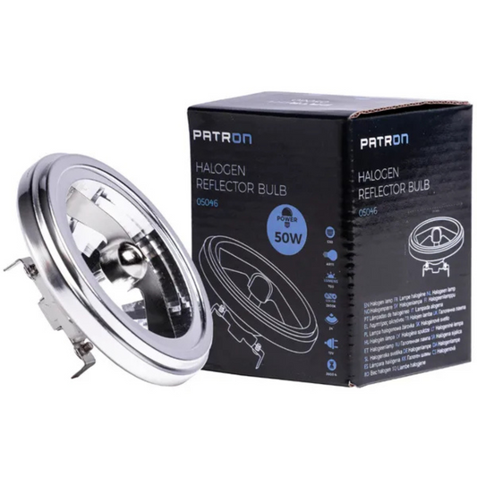 Halogēna spuldze AR111, G53, 50W, 24°, 12V, 380lm, 2800K, PATRON