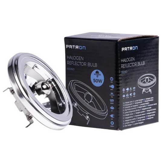 Halogēna spuldze AR111, G53, 50W, 45°, 12V, 380lm, 2800K, PATRON