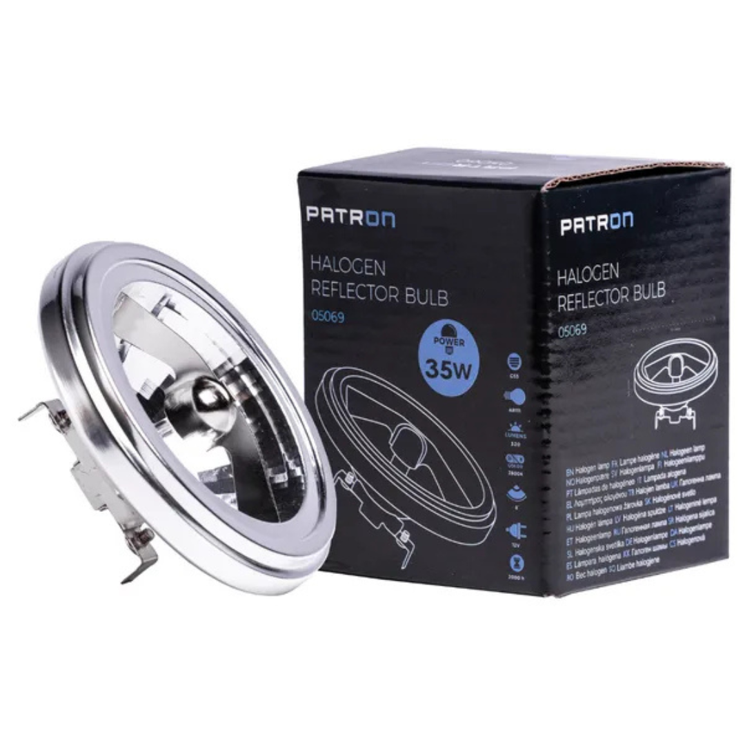 Halogēna spuldze AR111, G53, 35W, 8°, 12V, 320lm, 2800K, PATRON