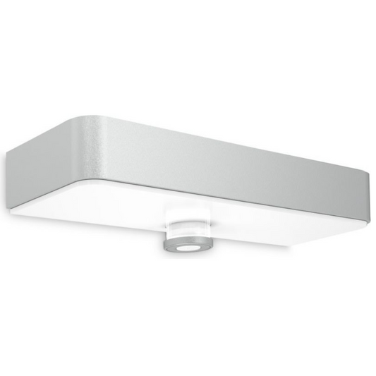 Āra sensorlampa ar saules paneli, sudraba, 1.5W, 3000K, 140lm, IP44, ar kustības sensoru, 360°, 6m, soft light start, XSolar SOL-O LED, STEINEL