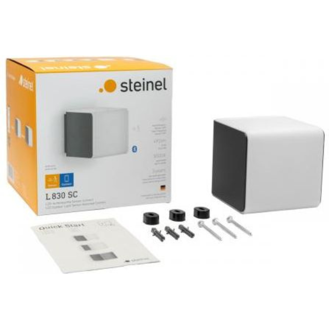 Āra sienas gaismeklis ar kustības sensoru, antracīts, LED, 9.1W, 3000K, 493lm, IP44, sensora attālums 5m un 160°, ar Bluetooth savienojumu un vadību, soft light start, L 830 SC, STEINEL
