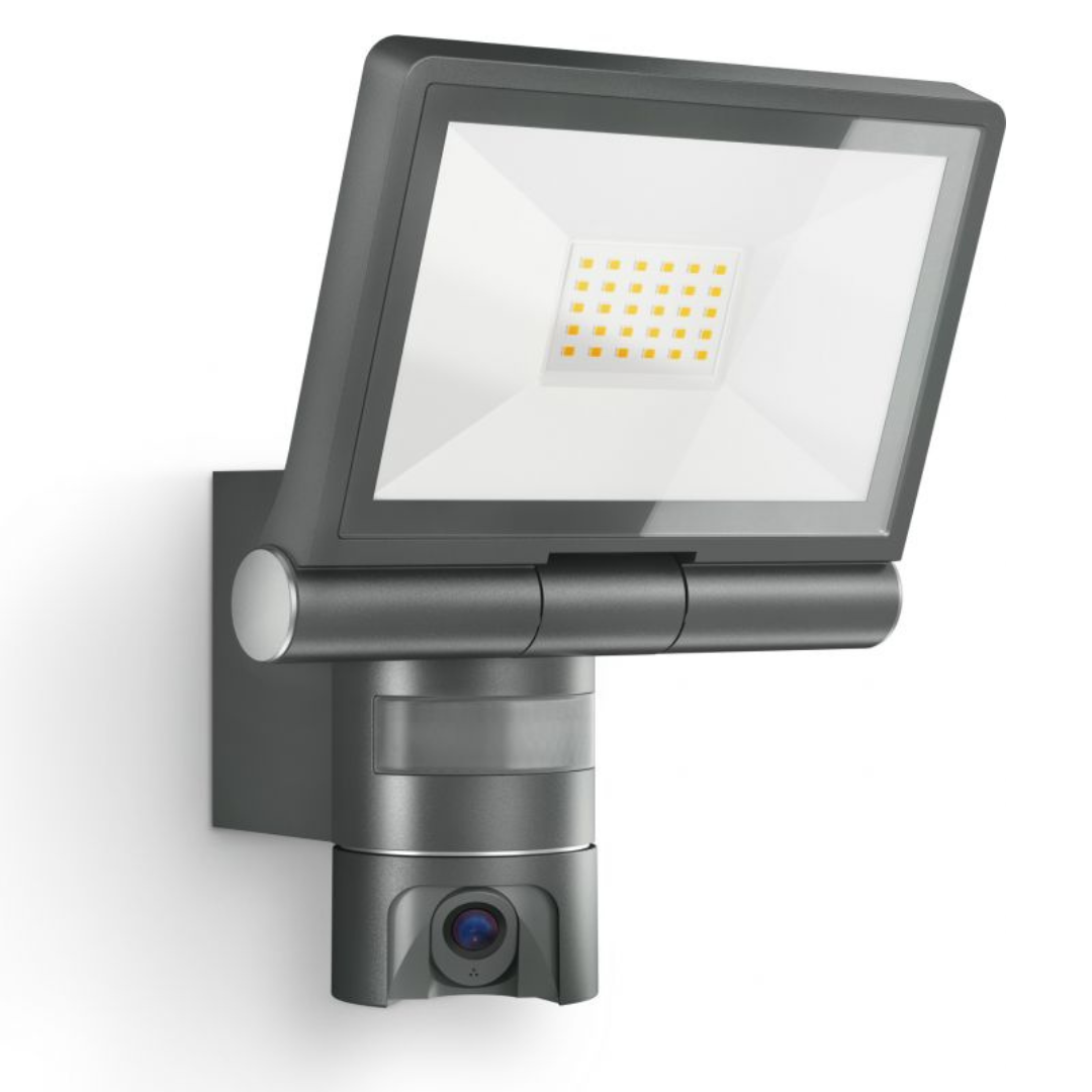 Prožektors ar kameru un skaļruni, 21W, 3000K, 2310lm, IP44, ar kustības sensoru 180° un 10m attālumu, ar WLAN (WiFi) un Steinel CAM App, XLED CAM 1 SC, STEINEL