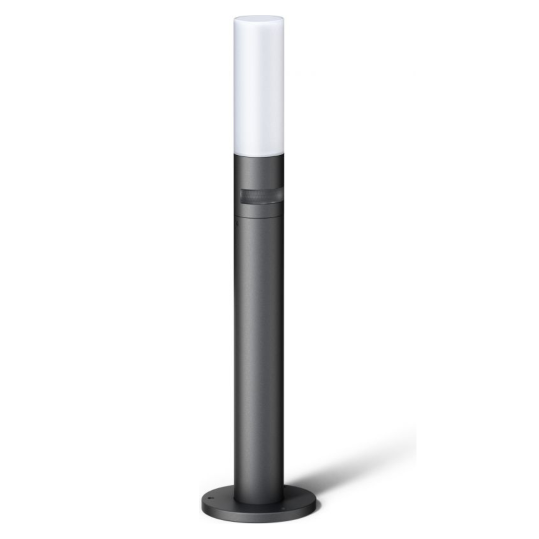 Āra apgaismes stabs ar kustības sensoru, antracīts, LED, 8.7W, 3000K, 575lm, IP44, IK07, sensora attālums 8m un 180°, soft light start, izmēri: d180x770mm, GL 65 S, STEINEL