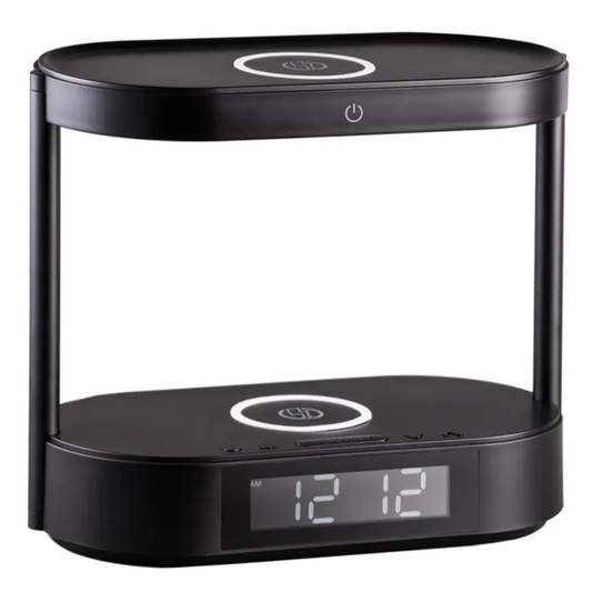 Galda lampa LED 7W (200lm) ar 2 bezvadu ladētājiem un pulksteni, THORGEON