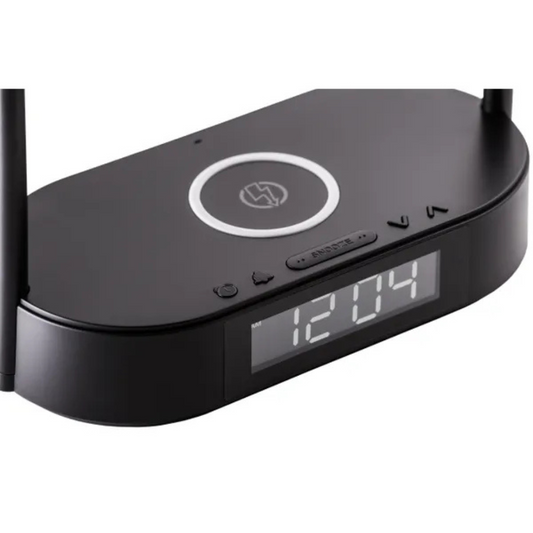 Galda lampa LED 7W (200lm) ar 2 bezvadu ladētājiem un pulksteni, THORGEON