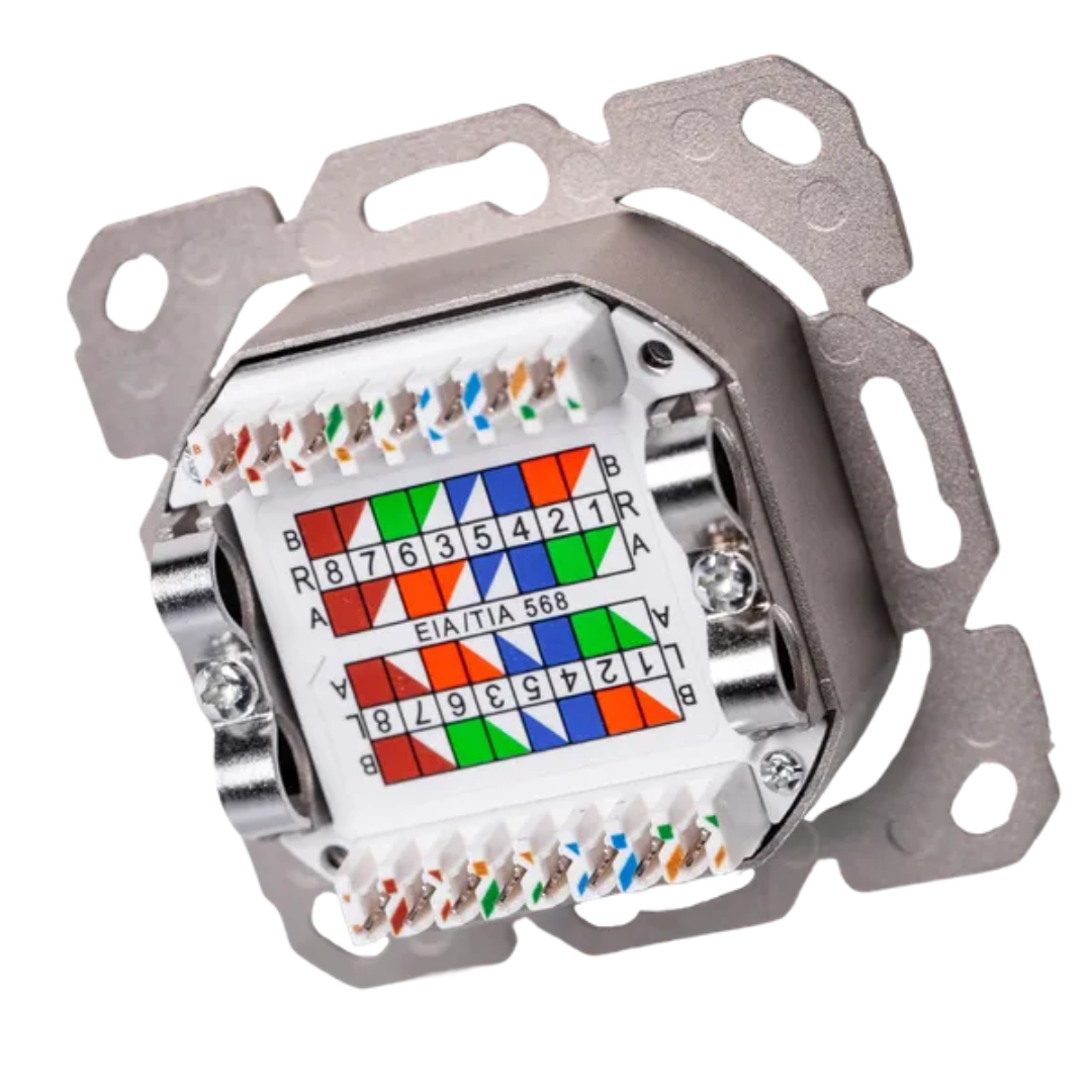 Interneta ligzda mehānisms 2x8 Cat6a UAE, der visam slēdžu/rozešu sērijam ar UAE centr.platēm, THORGEON