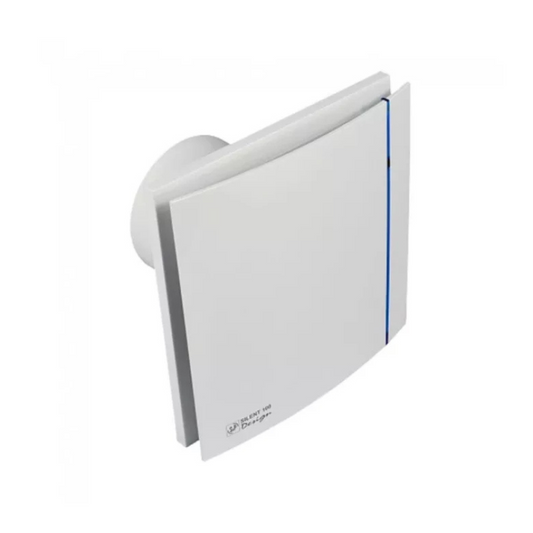Ventilators SILENT DESIGN 100 CZ ar gultņa motoru un vārstu, balts, 220-240V, paredzēts likt iekšā 100mm caurumā, S&P