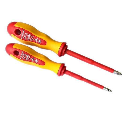 Skrūvgriežu komplekts, VDE, 2K, PZ/FL, krusta plakanie skrūvgriežņi, piemeroti automātslēdžu kontakt skrūvju skrūvēšanai, HAUPA