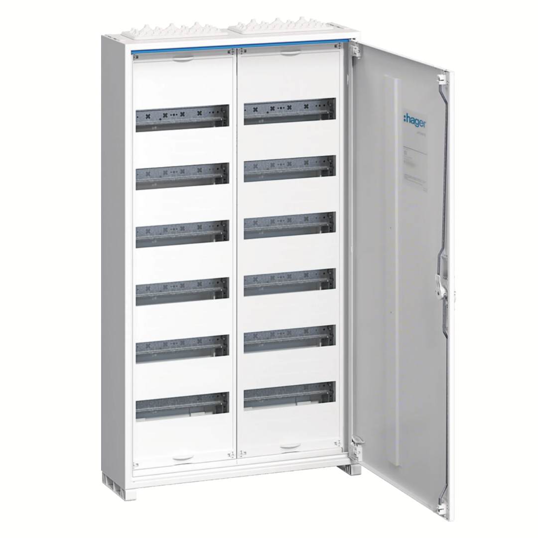 Sadales skapis metālisks 144 mod., virsapmetuma, IP44, 950x500x161 mm, FWB62, HAGER