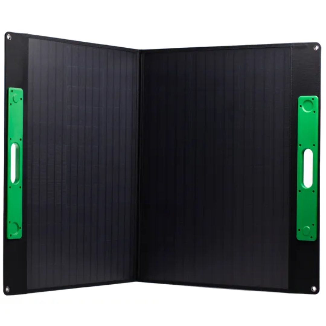 Pārnēsājams saules panelis, 100W, mono kristālisks, 5V, 12V, 19V, izmēri 1189x689x17.5 mm, THORGEON