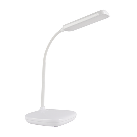 LED Galda lampa, 12W, 1280lm, 2700-6500K, 3CCT, aptumšošanas atmiņas funkcija (dimmējama), adapteris ABS+PC, balta