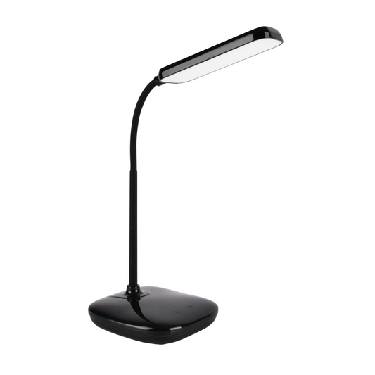 LED Galda lampa, 12W, 1280lm, 2700-6500K, 3CCT, aptumšošanas atmiņas funkcija (dimmējama), adapteris ABS+PC, melna