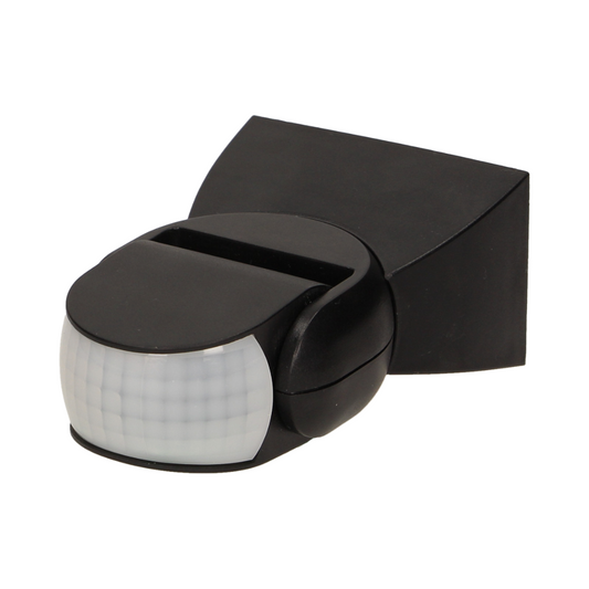 Infrasarkanais kustības sensors, darbības diapazons 180grādi - 12m, 3-2000LUX, 1200W, IP65, 119.5-51.5mm, melns