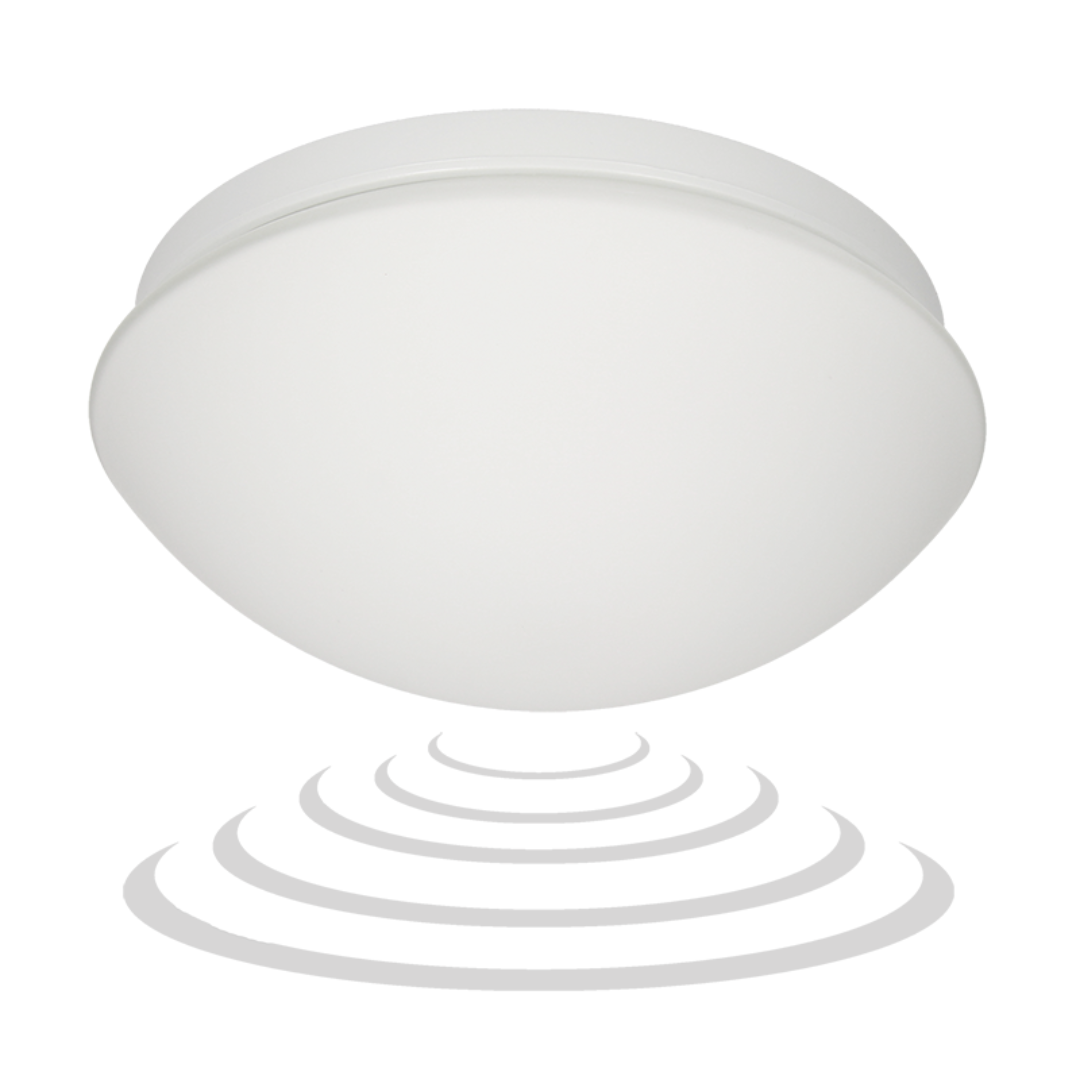 Mikroviļņu sensora lampa / plafons ar E27 patronu (bez spuldzes), 60W max., sensora darbības distance 1-8m, IP44