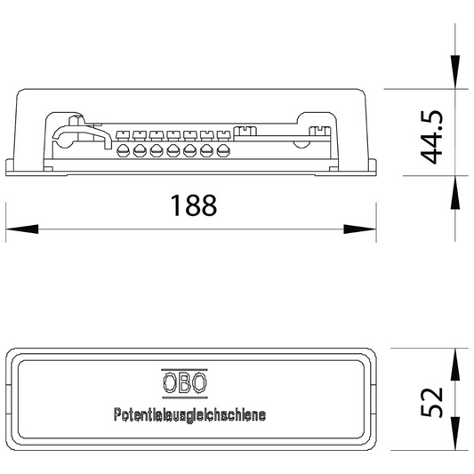 Potenciālu izlīdzināšanas kopne ar plastmasas pamatnes plāksni, 1809, VDE, OBO