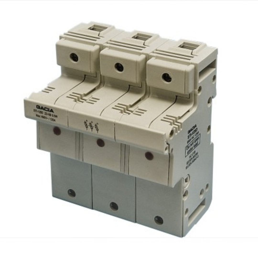 Cilindrisko drošinātāju 22x58 blokslēdzis, LED, 3P, 125A, 690V, STID-125-3, GACIA