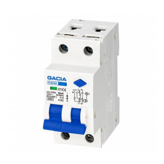 Kombinētais strāvas noplūdes automātslēdzis PL8HM 1P+N B16 30mA AC (Type A)