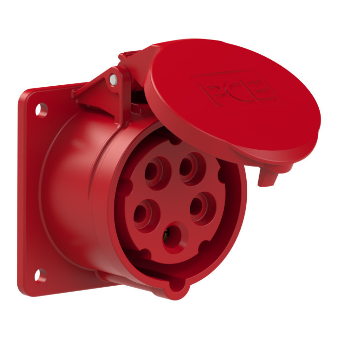 Kontaktligzda z/a 5P 16A (3P+N+PE) 6h IP44/54 (75x75mm) sarkana, PCE