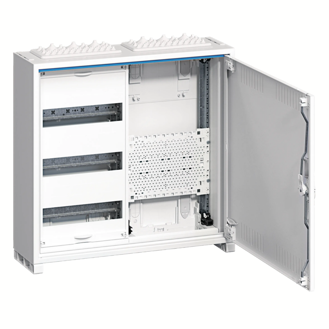 Sadales skapis metālisks 36 mod. + multimediju montāžas plāksne, virsapmetuma, IP43, 500x550x161 mm, FWB32K1, HAGER