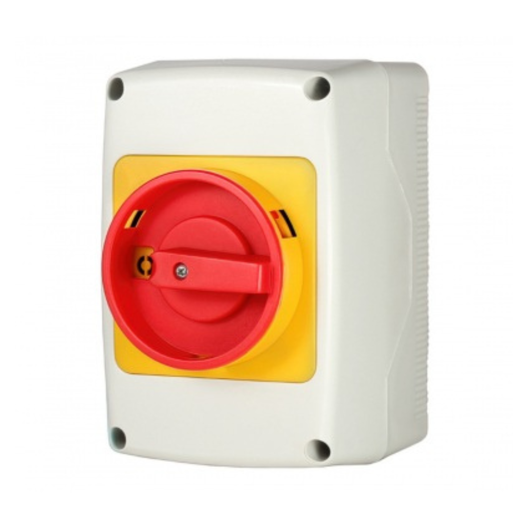 Avārijas ieslēgšanas/izslēgšanas paketslēdzis ON-OFF, Y/R, 3P, 32A, IP65, PNGRS3210LK, Vexen