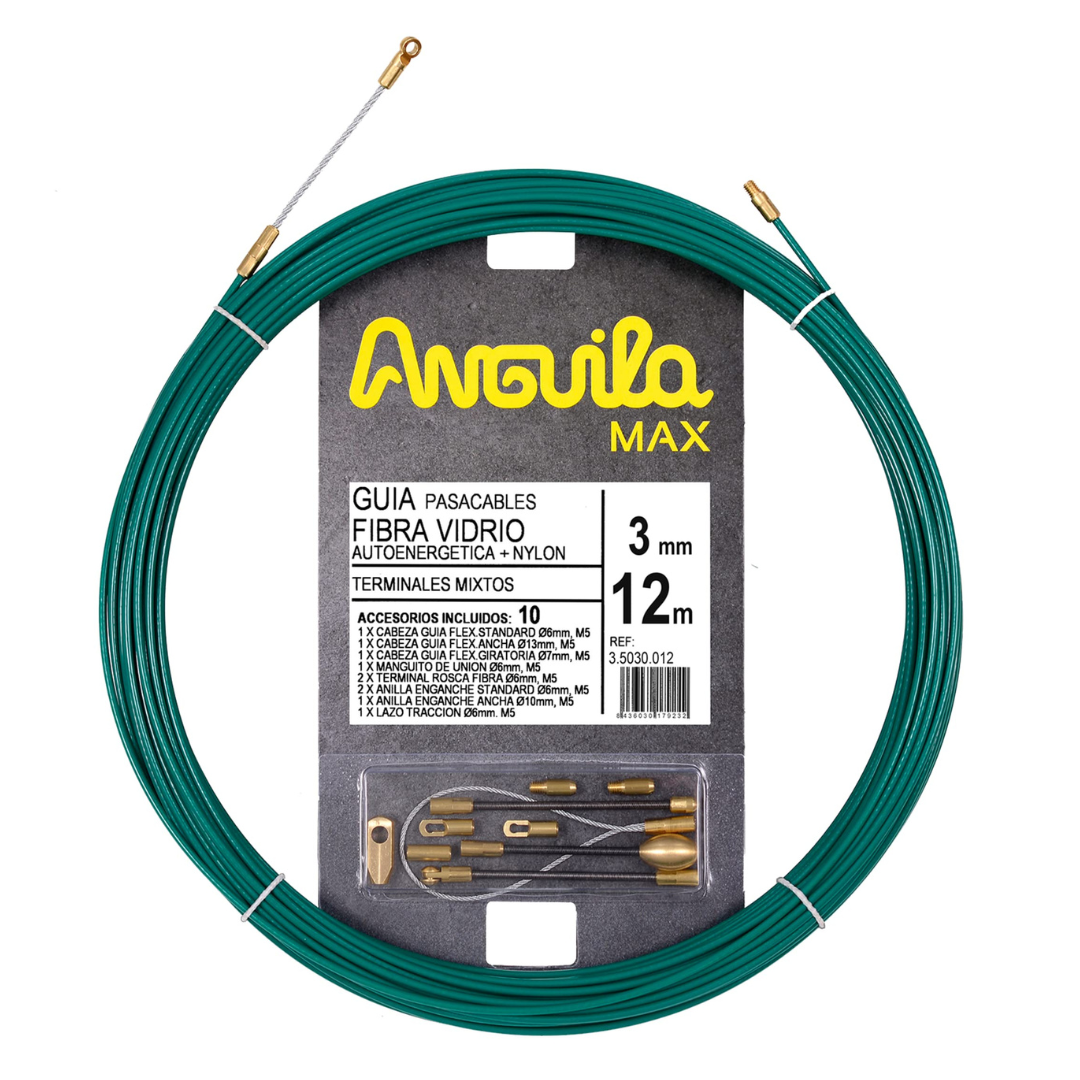 Kabeļu buksieris, stiklašķiedra ar neilona pārklājumu, diametrs 3mm, garums 12m, Anguila