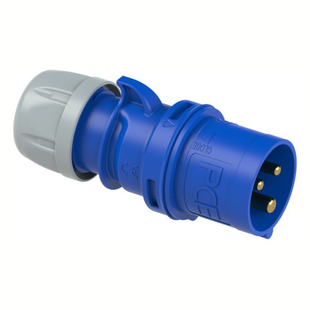 Spraudnis vadā 3P 16A (2P+PE) 6h IP44 zils, PCE