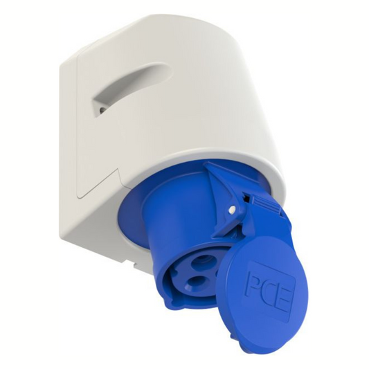 Kontaktligzda v/a 3P 16A (2P+PE) 6h IP44 zila, PCE
