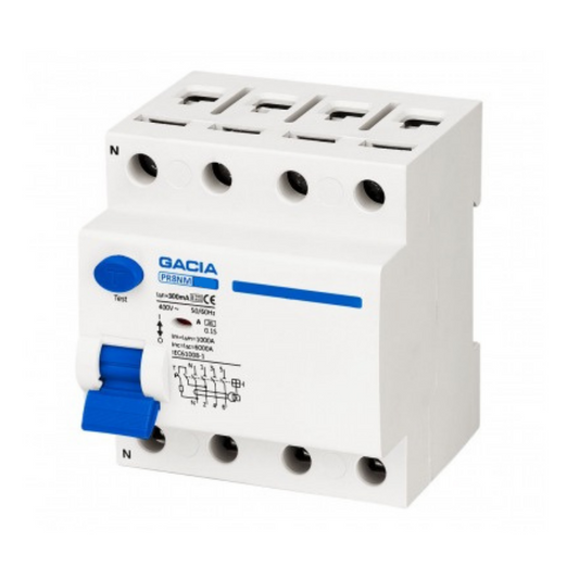 Noplūdes strāvas slēdzis PR8NM 4P 25A 30mA AC (Type A)