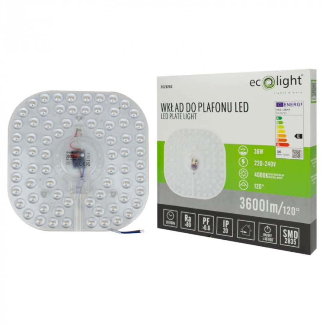LED modulis / griestu lampas ieliktnis, 36W, 4000K, 3600lm, 220-240V, IP20, ECOLIGHT