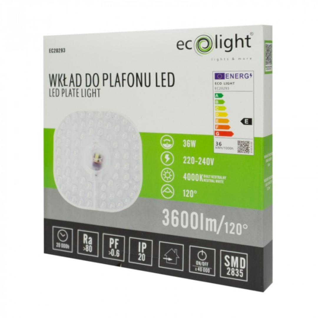 LED modulis / griestu lampas ieliktnis, 36W, 4000K, 3600lm, 220-240V, IP20, ECOLIGHT