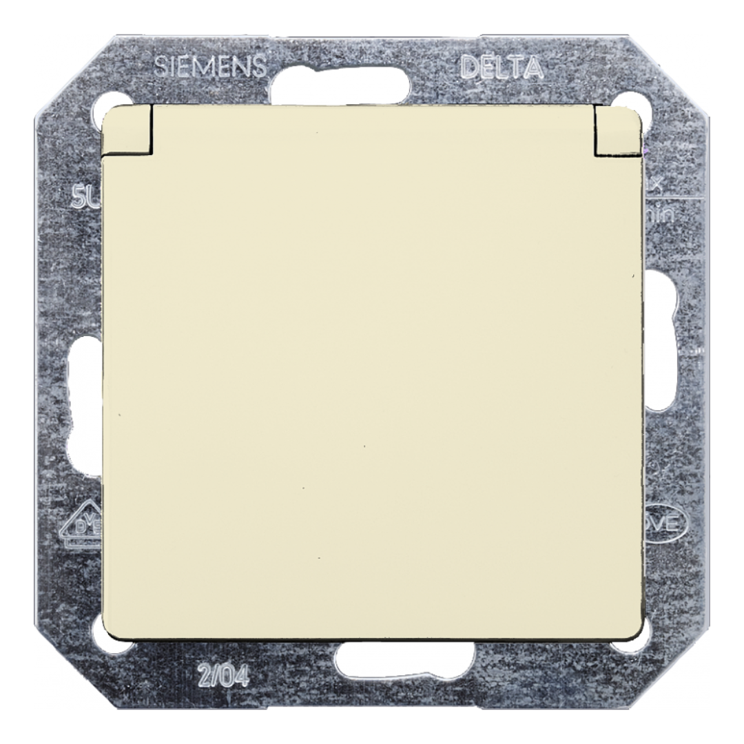 Rozete ar vāciņu IP44, elektrobalts (bēšs), SIEMENS Delta I-System