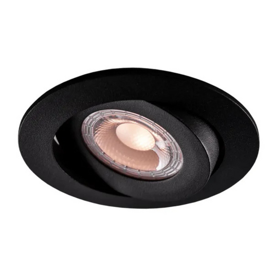 Gaismeklis LED, iebūvējams, plāns, melns, 5W, 3000K/4000K/5700K, 400Lm, IP44, 50°, CRI>90, dimmējama, 70-75mm cauruma diametrs, ar iekšējo draiveri, THORGEON
