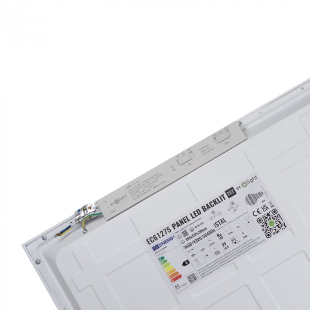 LED panelis / gaismeklis ar maināmu jaudu 30/36/42W, maināmu spektru CCT, 595x595x30mm, 3600/4320/5040lm, Backlit, ECOLIGHT