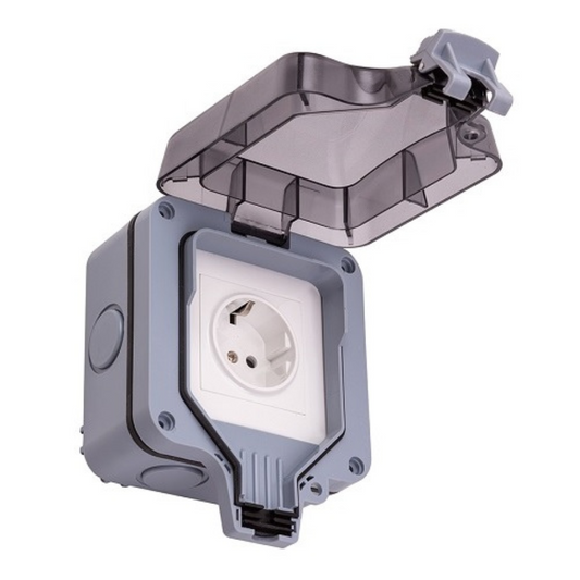 Rozete a/z, virsapmetuma, laikapstākļiem izturīga, 250V, 16A, IP66, HiSmart